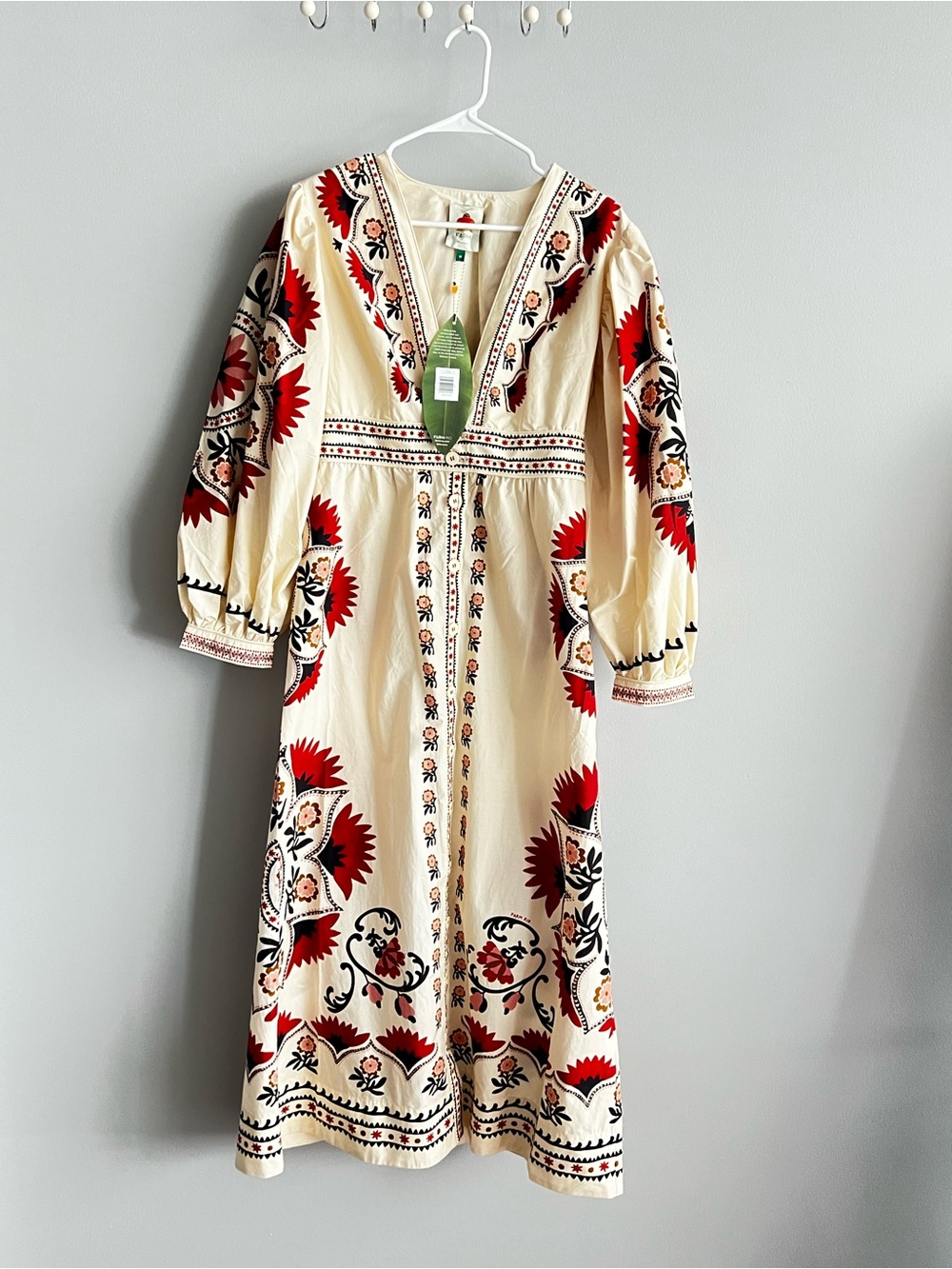 Farm Rio Cream Cashew Mandala Maxi Dress NWT Size M - Picture 6 of 8